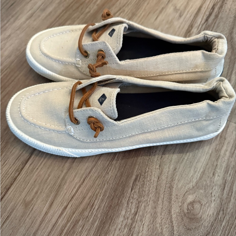 Sperry Tan Canvas Boat Shoes - Picture 3 of 5